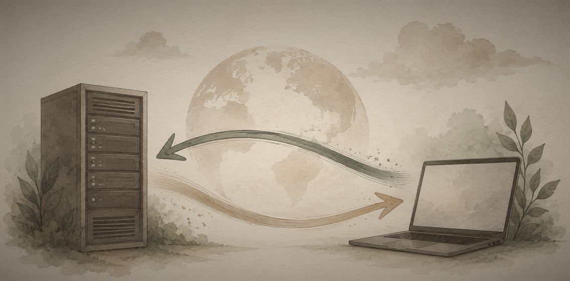 Inline editorial illustration evoking HTTP: the request-response protocol of the web.