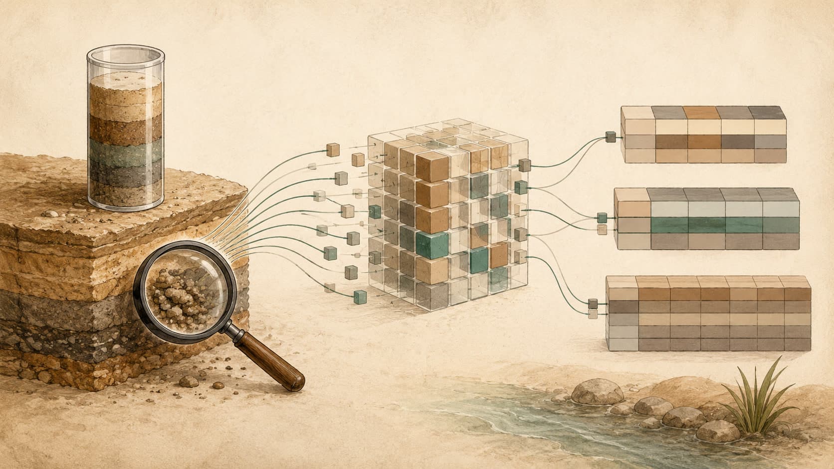 Editorial illustration representing SQL: The query language of relational databases.