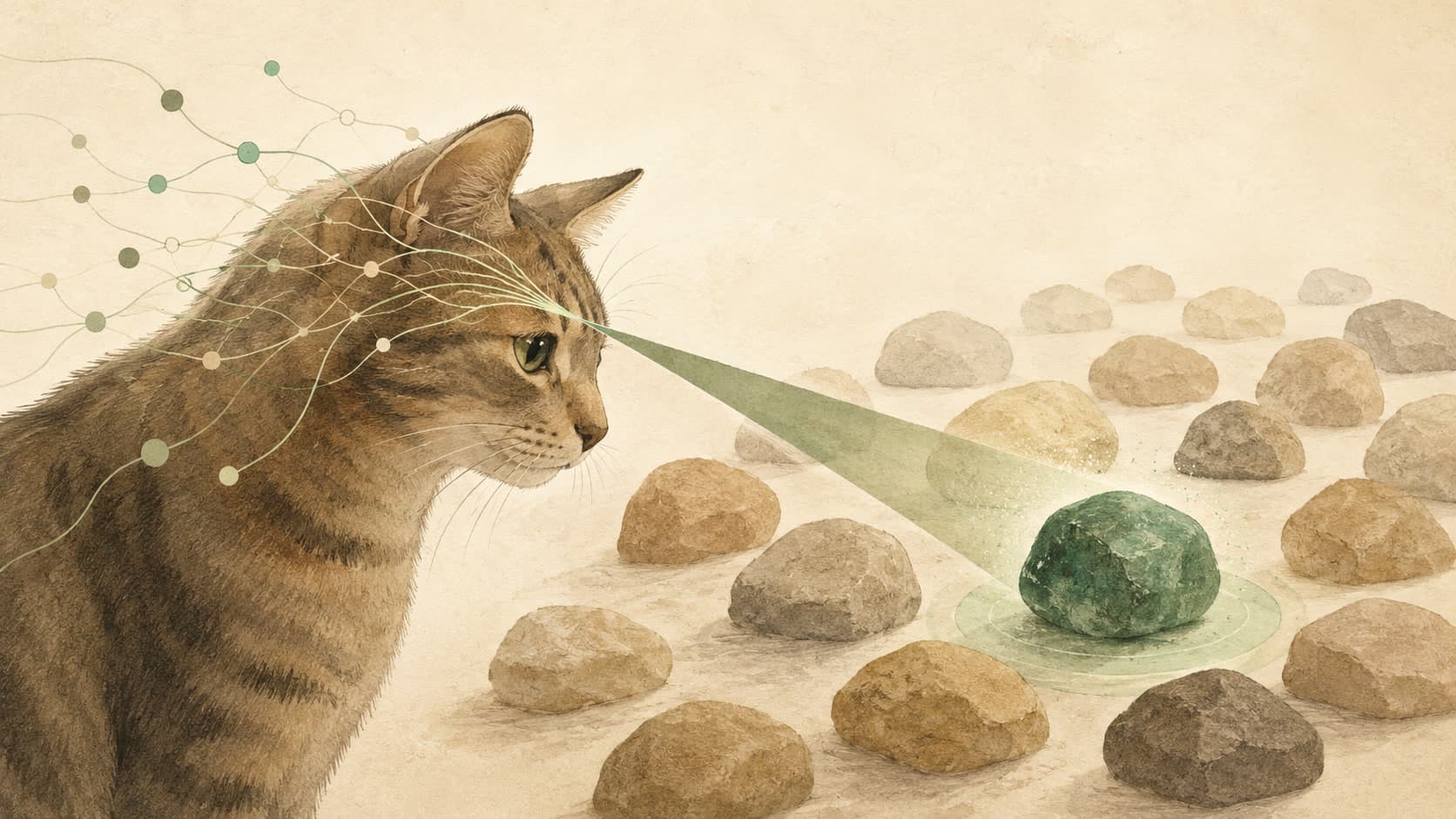 Editorial illustration representing Attention: The mechanism that lets a model focus selectively.